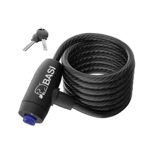 Candado de cable en espiral con llave | Longitud 1,8 m - Diámetro 8 mm