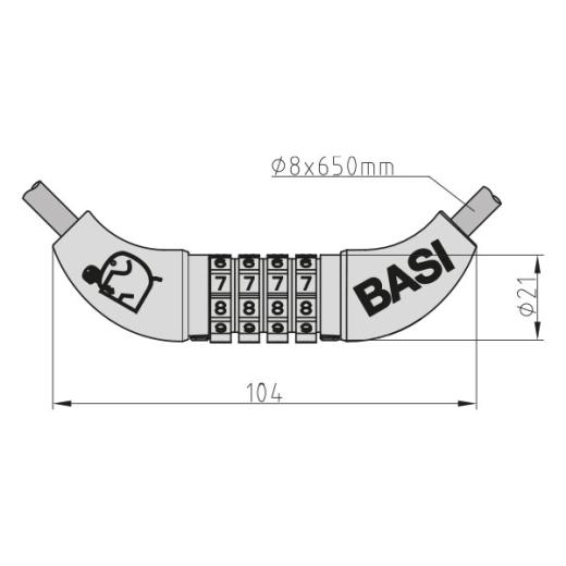 Candado de cable en espiral con cerradura de combinación de 4 dígitos | Longitud 65 cm - Diámetro 8 mm