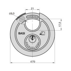 Candado de arco redondo RVS 610, arco 9,5 mm