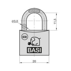 Candado VHS 630, grillete 3 mm - aluminio